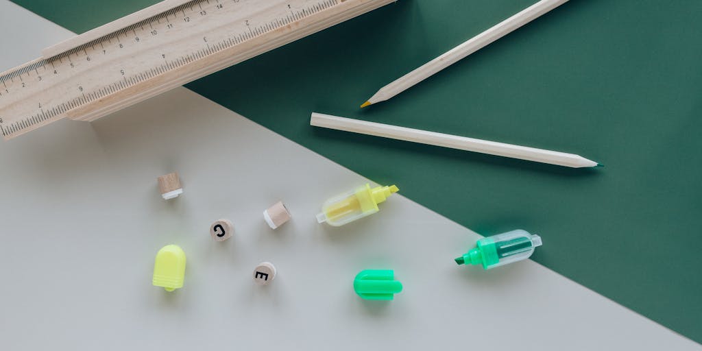 An artistic flat lay of various writing tools (pens, notebooks, sticky notes) arranged around a smartphone displaying a LinkedIn app with a post draft. The post draft shows a character limit warning, highlighting the challenge of concise communication.