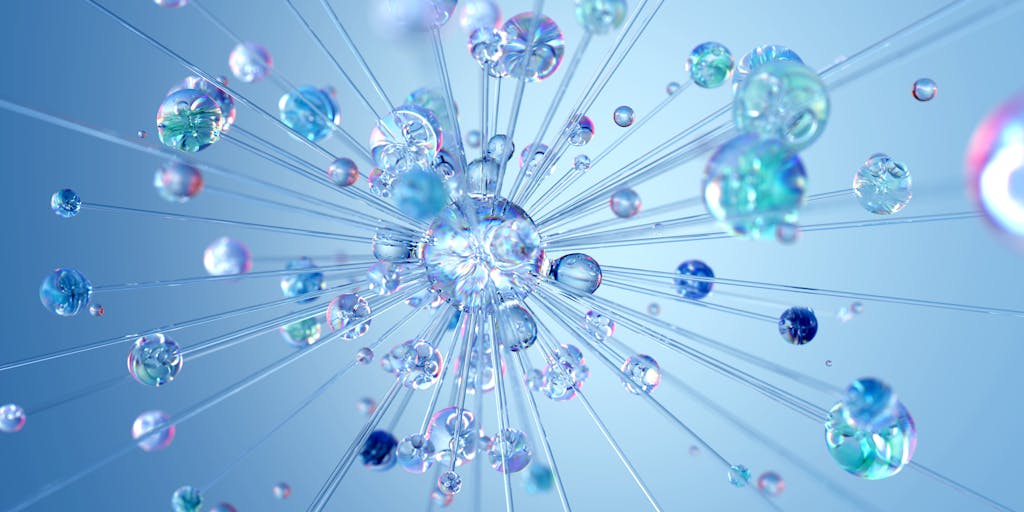 An abstract representation of a digital network, with glowing nodes and connections symbolizing leads being generated and nurtured. The background features a gradient of blue and green, evoking a sense of innovation and growth in the tech industry.